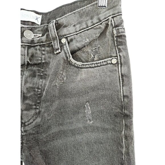 Boyish Tommy Jean Size 27 4 Black High Rise Straight Leg Button Fly Distressed - Picture 6 of 14